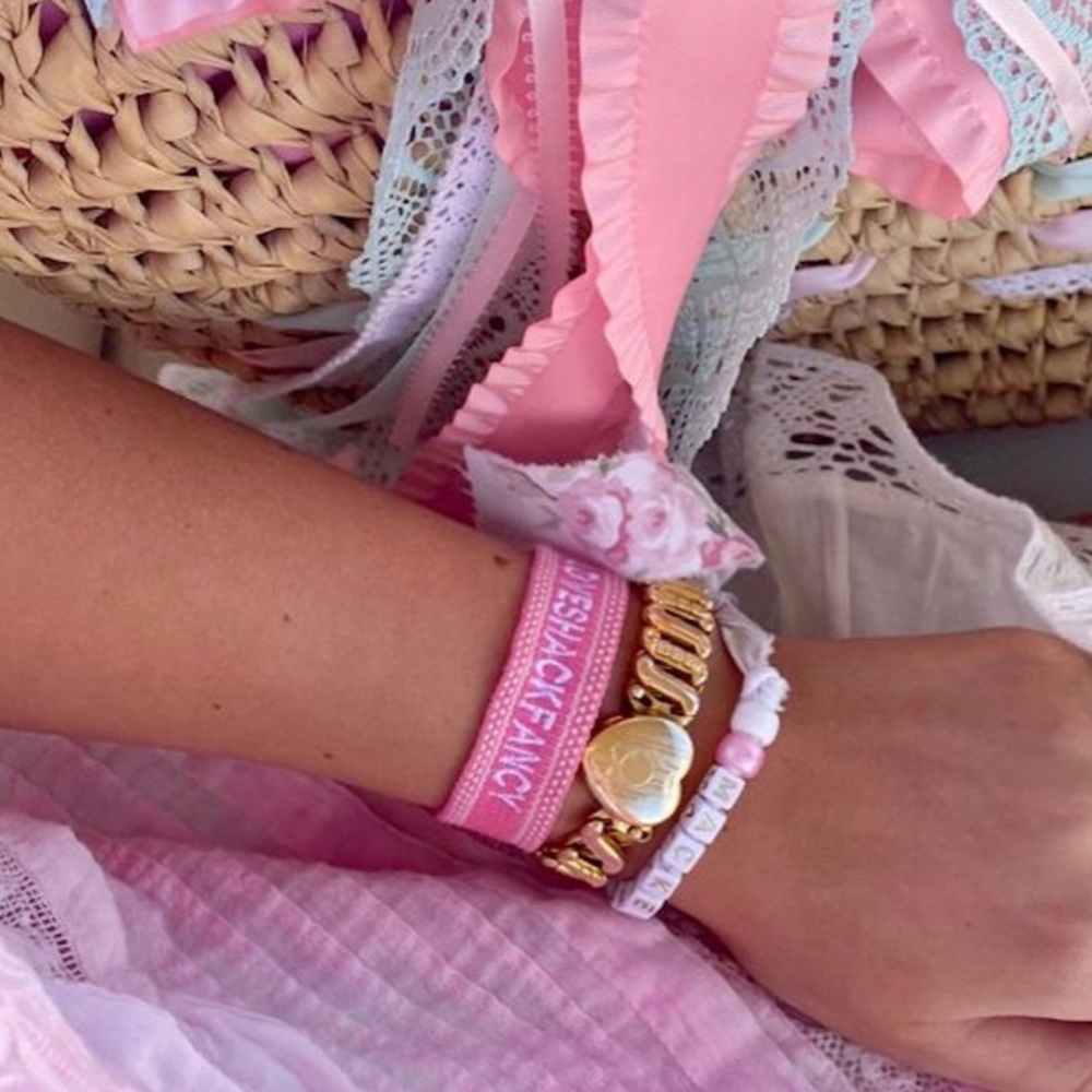 LOVESHACKFANCY Pink Woven Bracelet